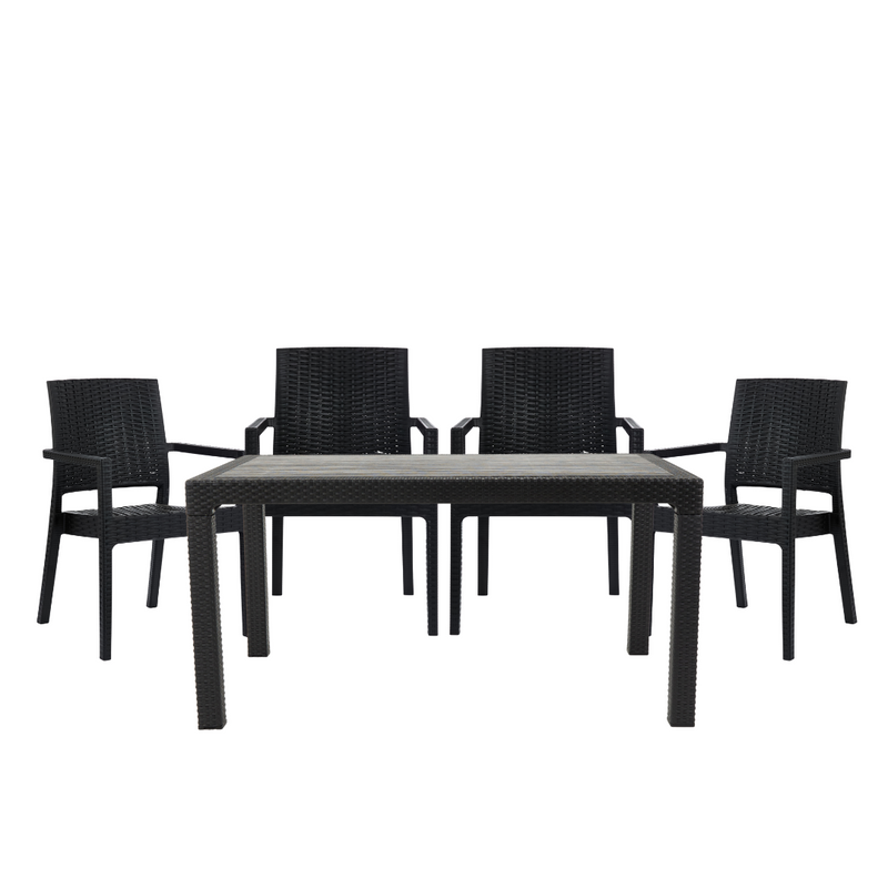 Mesa Niza + 4 Sillones Milano Rattan